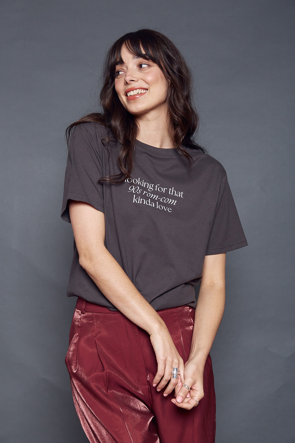 Rom Com Kinda Love Slogan T-Shirt