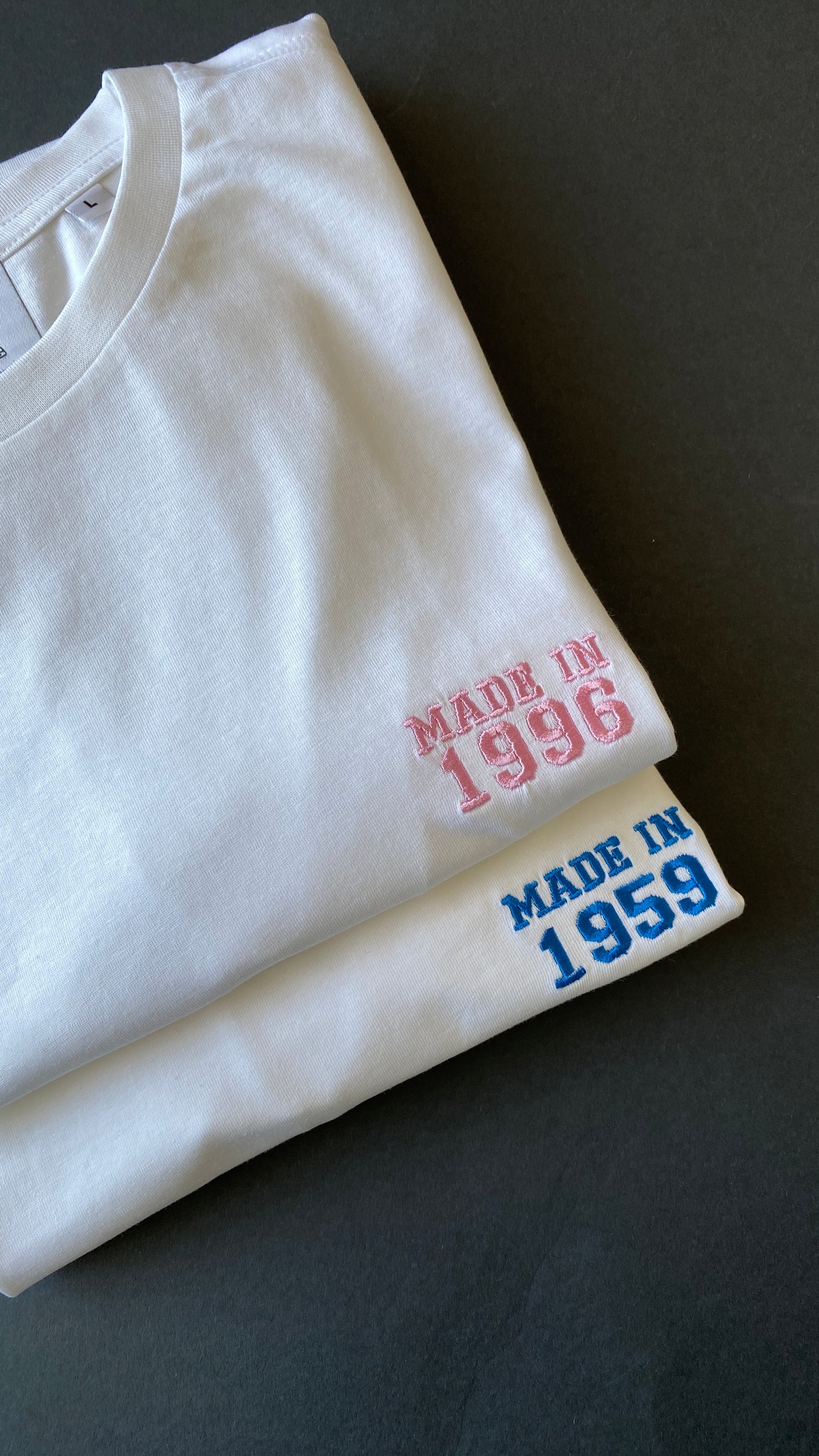 Embroidered Made In Year T-shirt