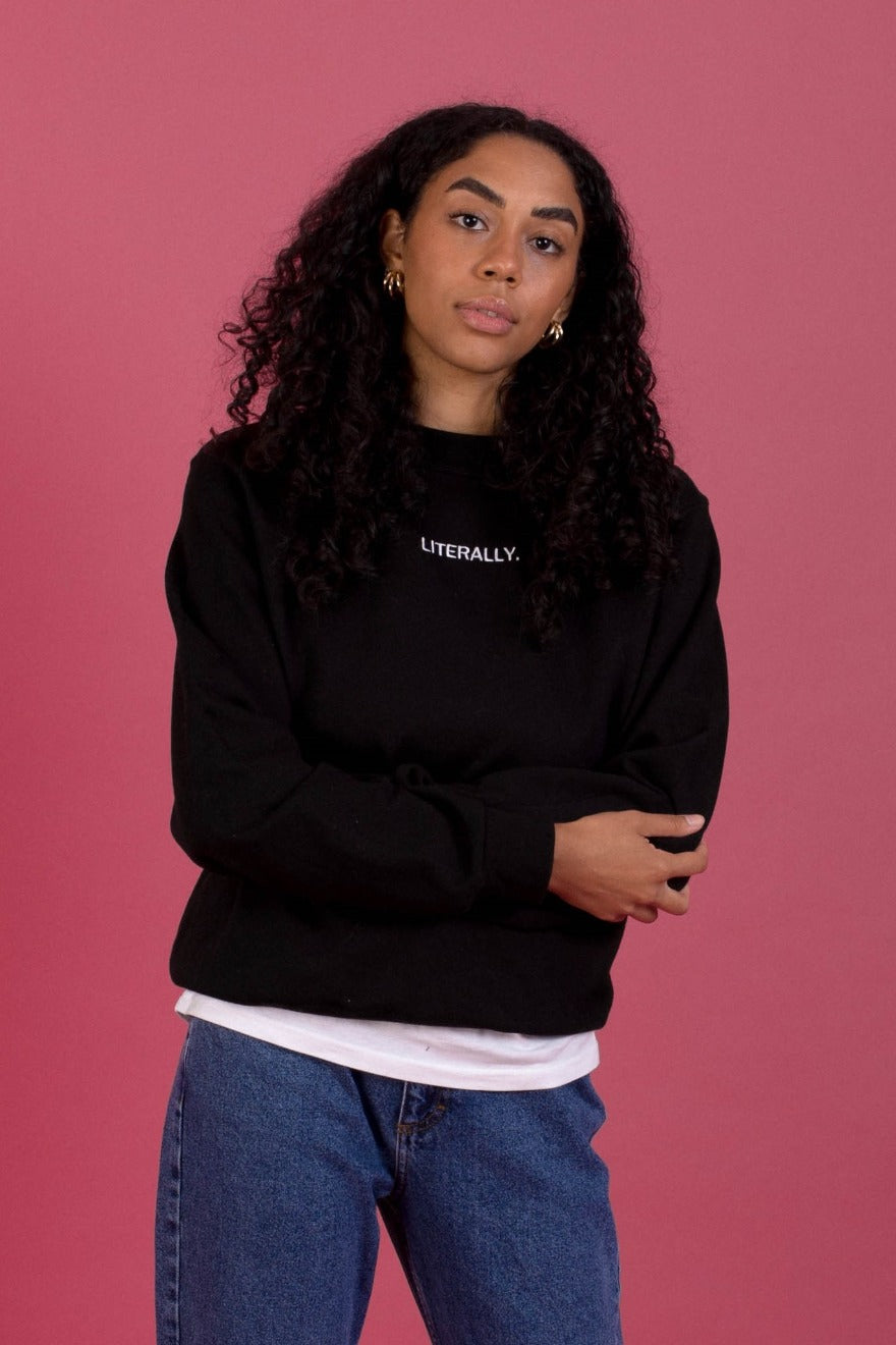 Black embroidered sweatshirt hotsell