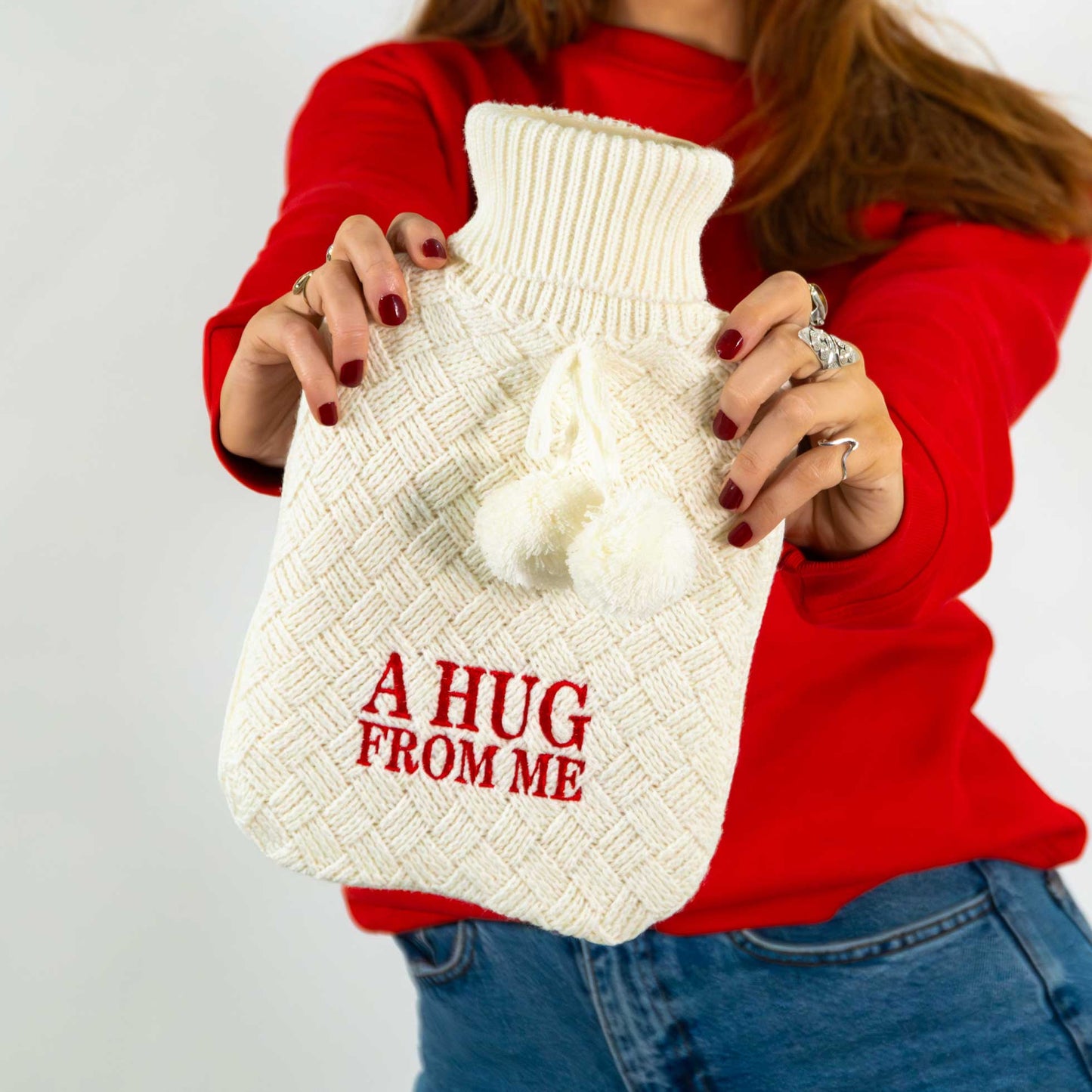 A Hug from Me Knitted Hot Water Bottle