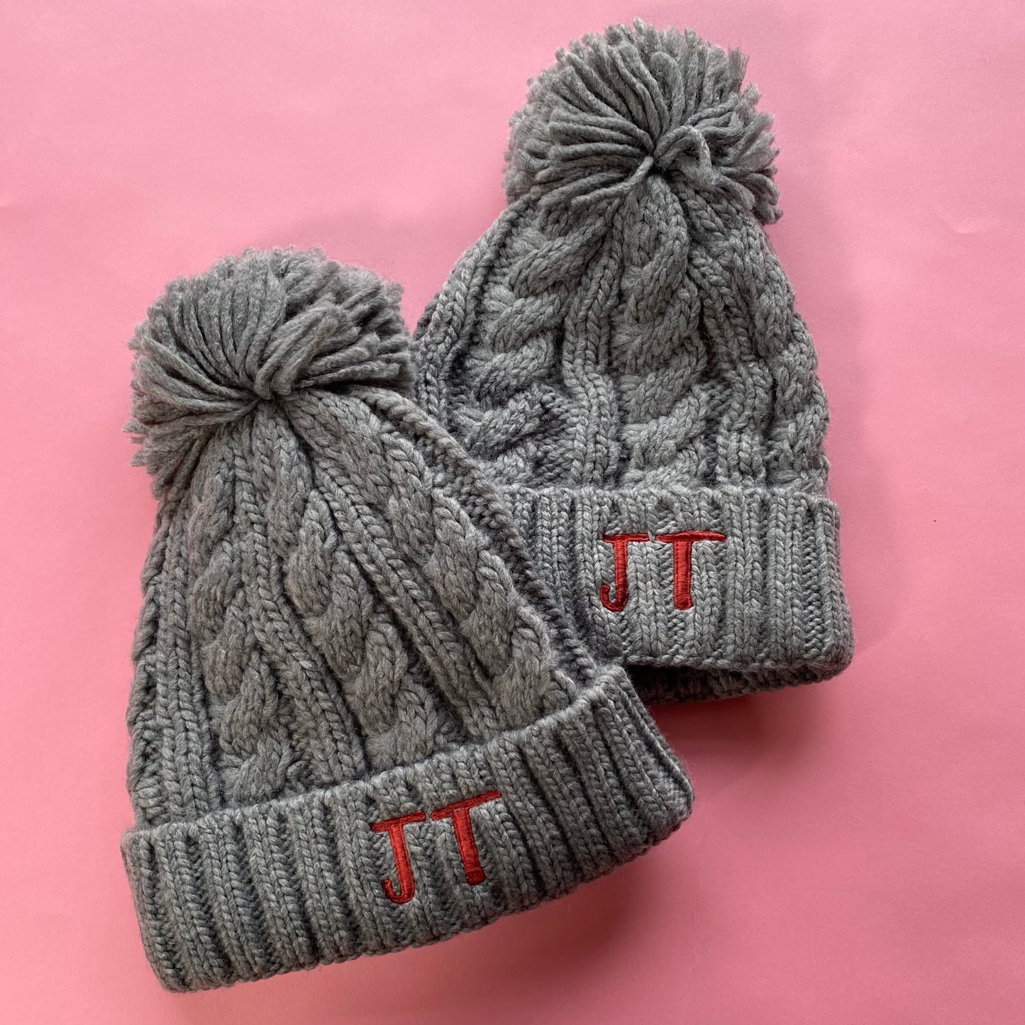 KIDS JT Initial bobble hat - Grey SALE