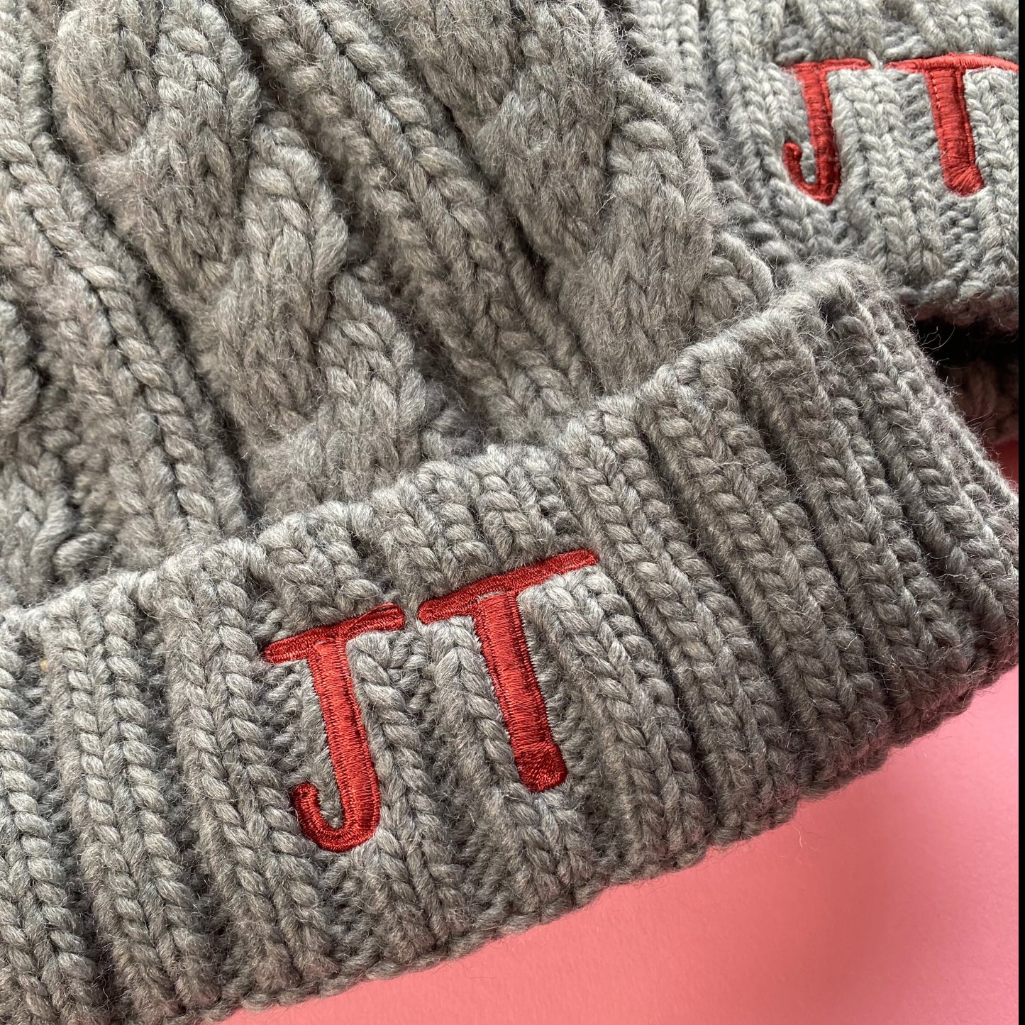 KIDS JT Initial bobble hat - Grey SALE