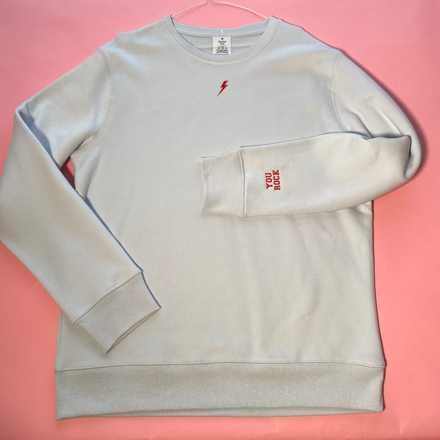 L - You Rock Cuff Pale Blue Sweatshirt SALE