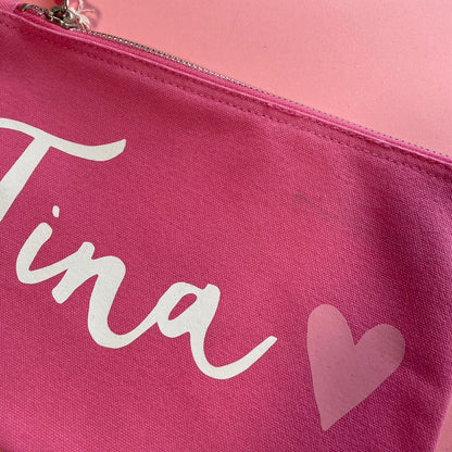 TINA with Heart Medium Pink Make Up Bag - SALE