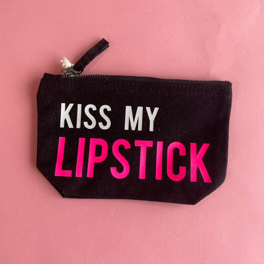 Kiss My Lipstick Black Small Pouch Bag - SALE