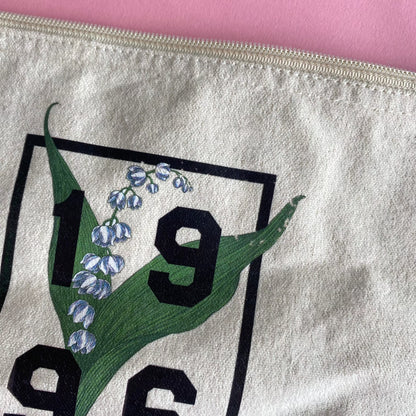 1996 Birth Flower Cream Medium Pouch Make Up Bag - SALE