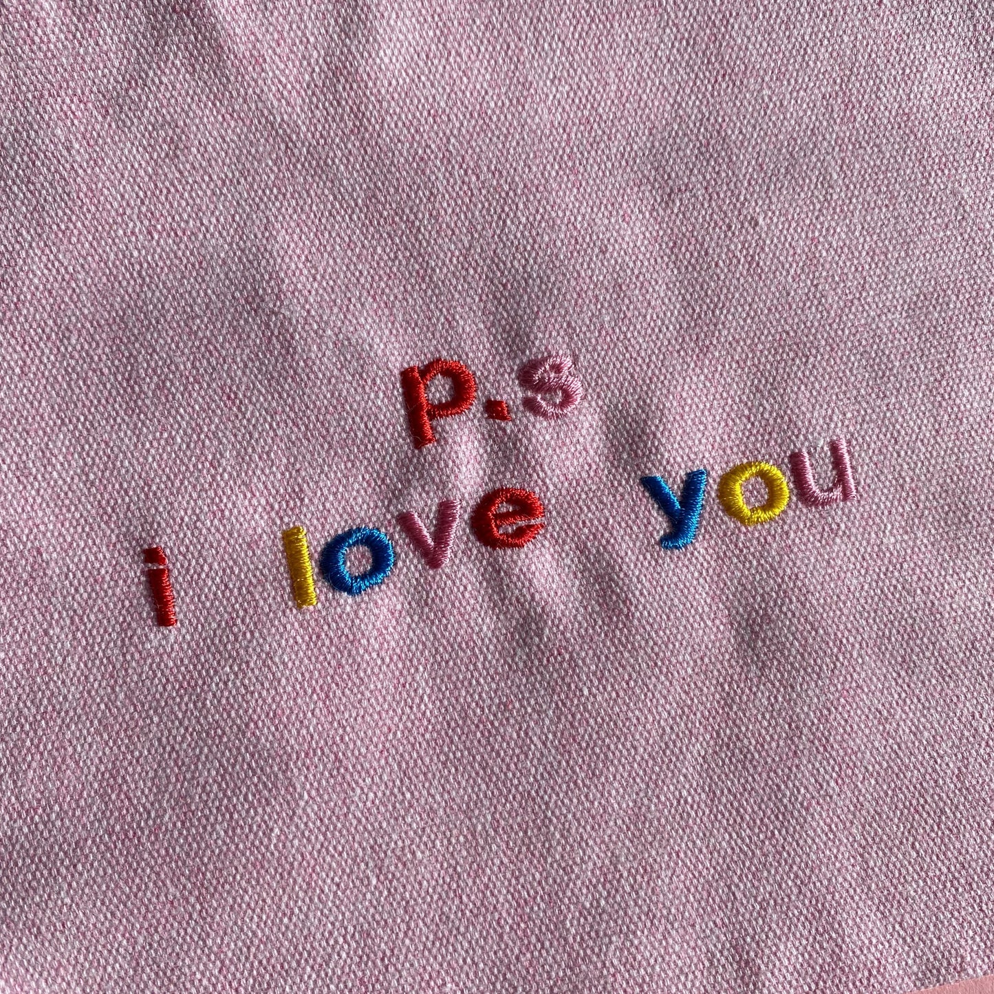 P.S I Love You Embroidered Pink Medium Make Up Bag - SALE