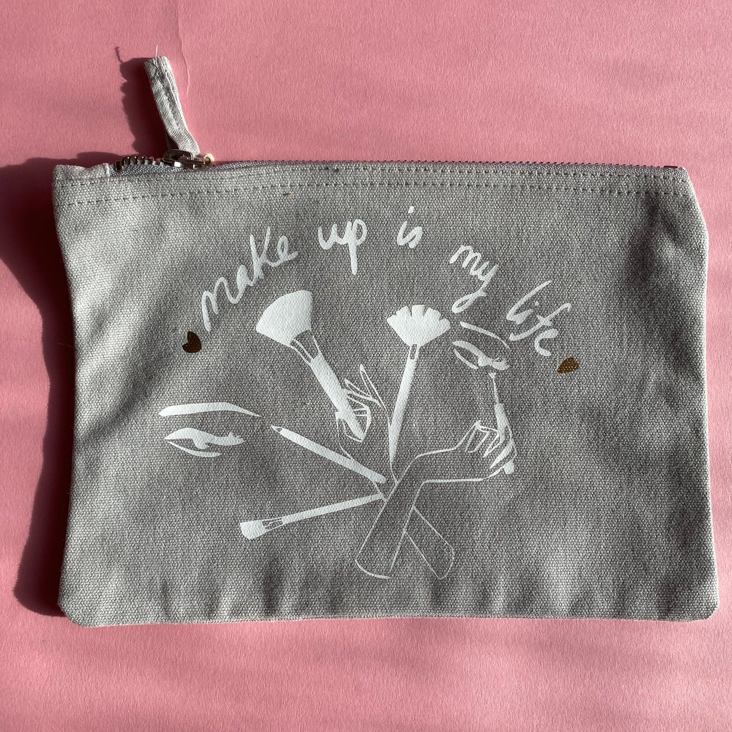 Make Up Is My Life Grey Medium Make Up Bag SALE