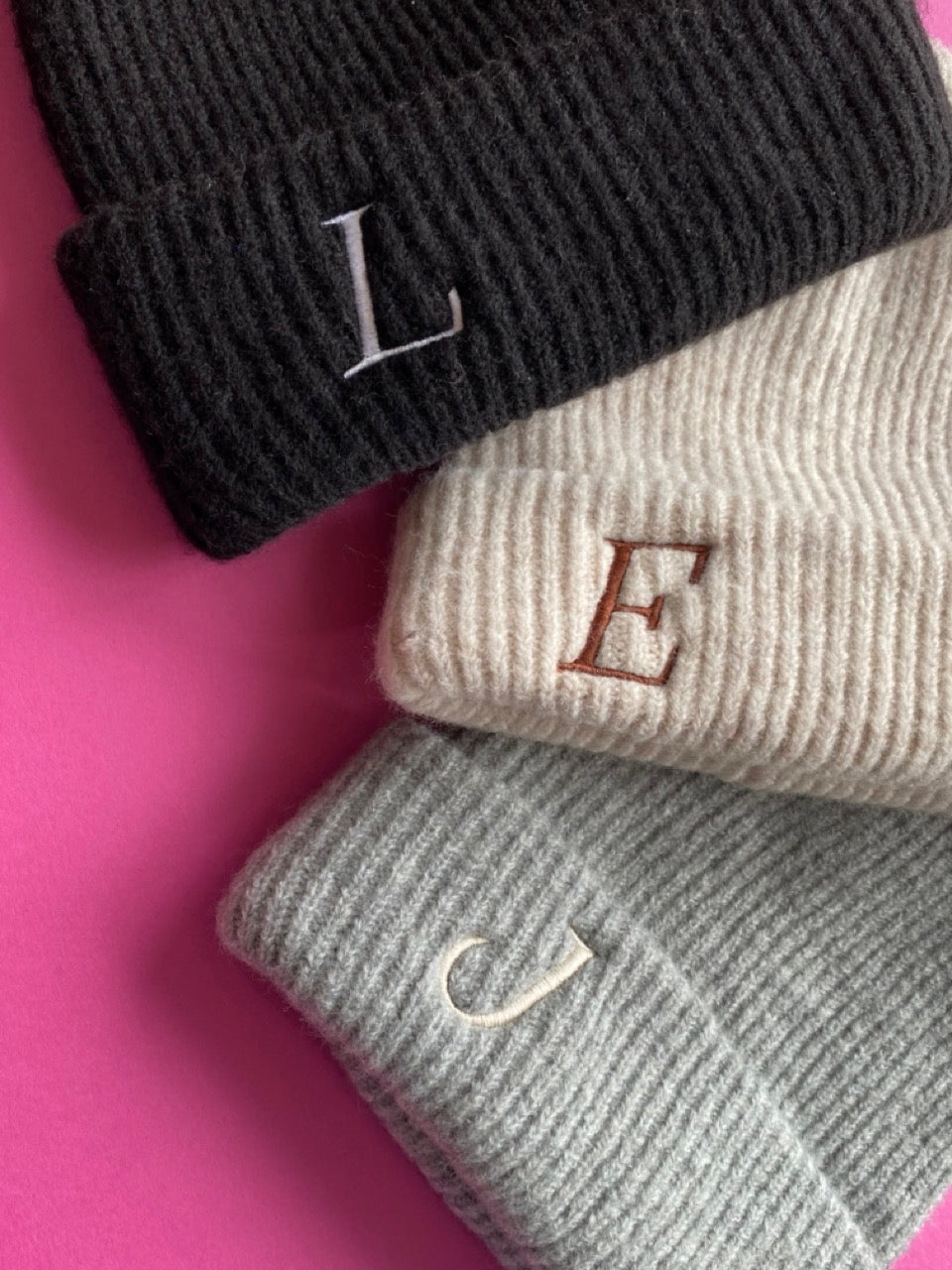 Personalised Serif Initial Embroidered Beanie Hat