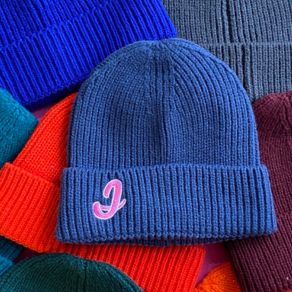 Personalised Dolly Initial Embroidered Beanie Hat