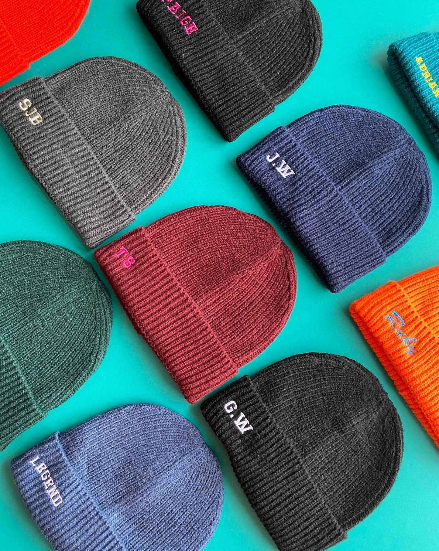 Embroidered Initials Beanie Hat