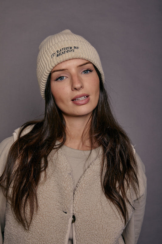 Embroidered I'd Rather Be Reading Beanie Hat
