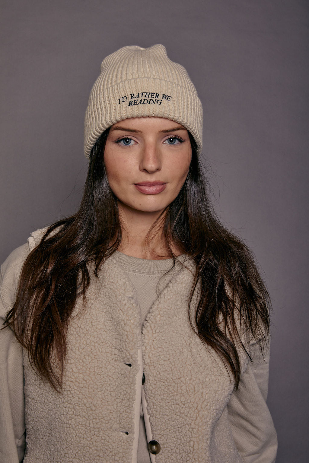 Embroidered I'd Rather Be Reading Beanie Hat