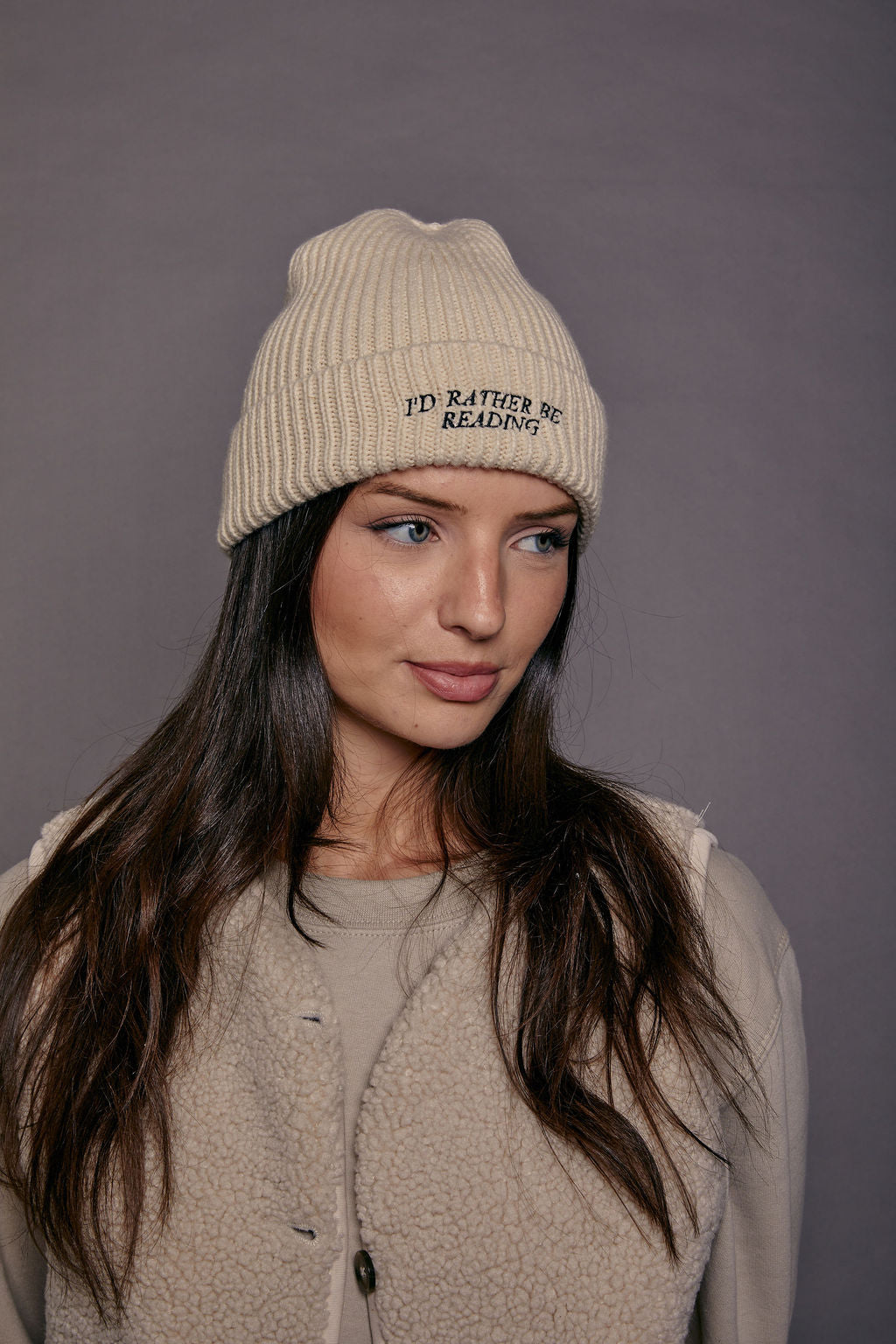 Embroidered I'd Rather Be Reading Beanie Hat