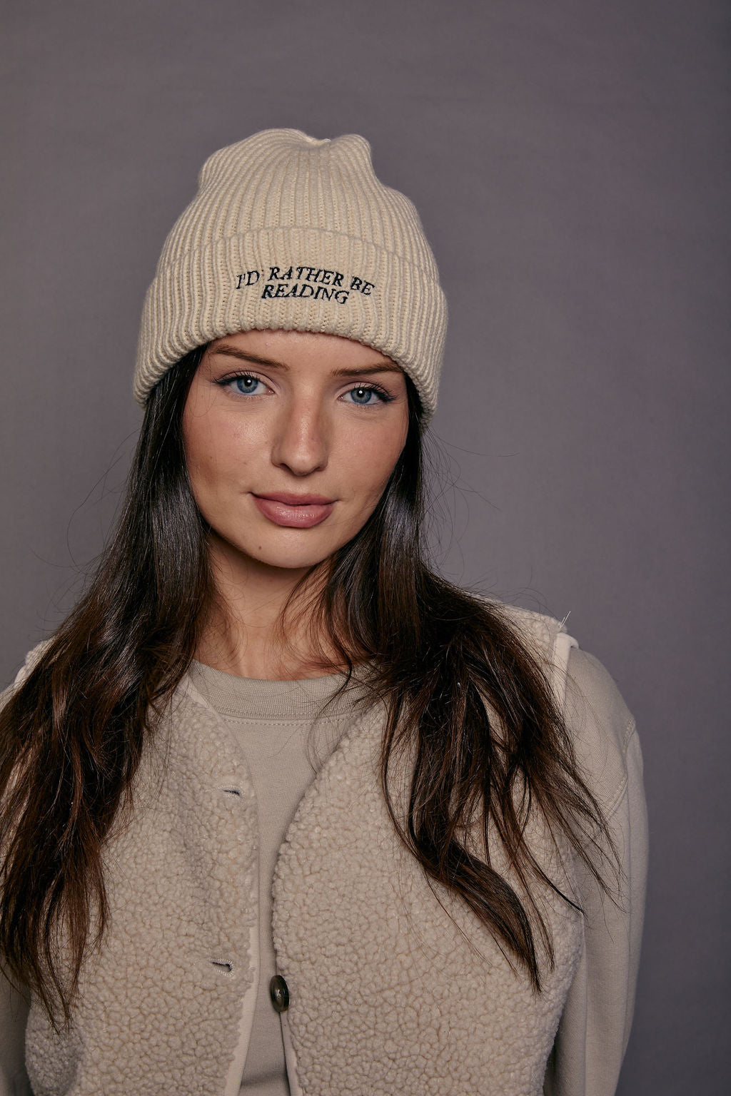 Embroidered I'd Rather Be Reading Beanie Hat
