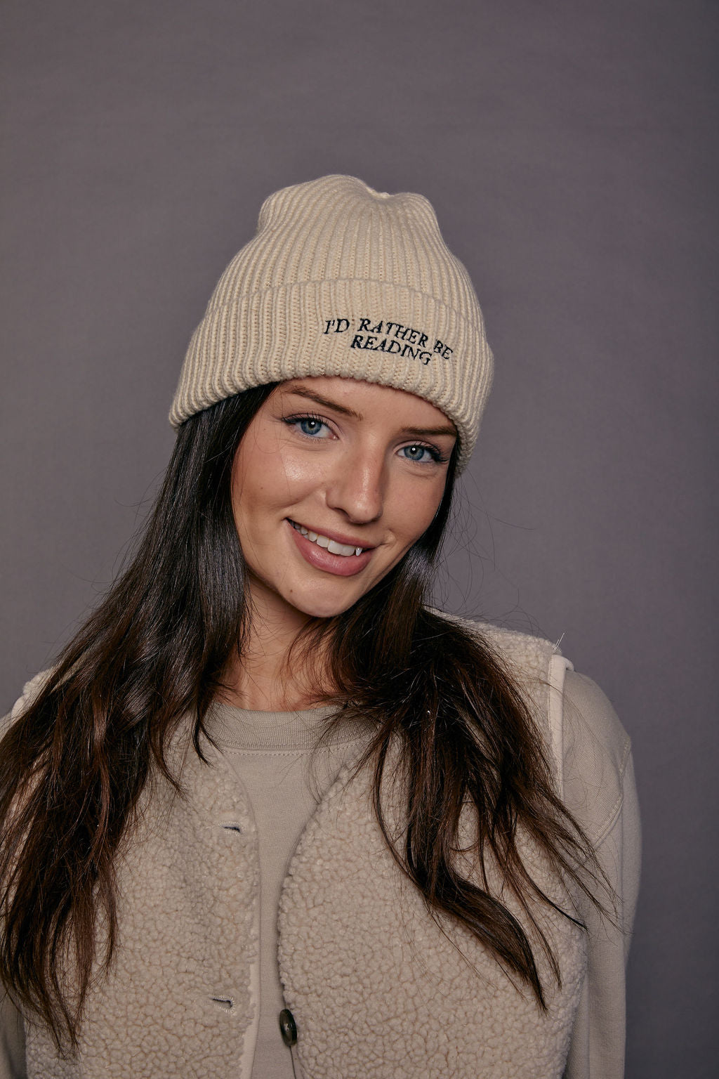 Embroidered I'd Rather Be Reading Beanie Hat