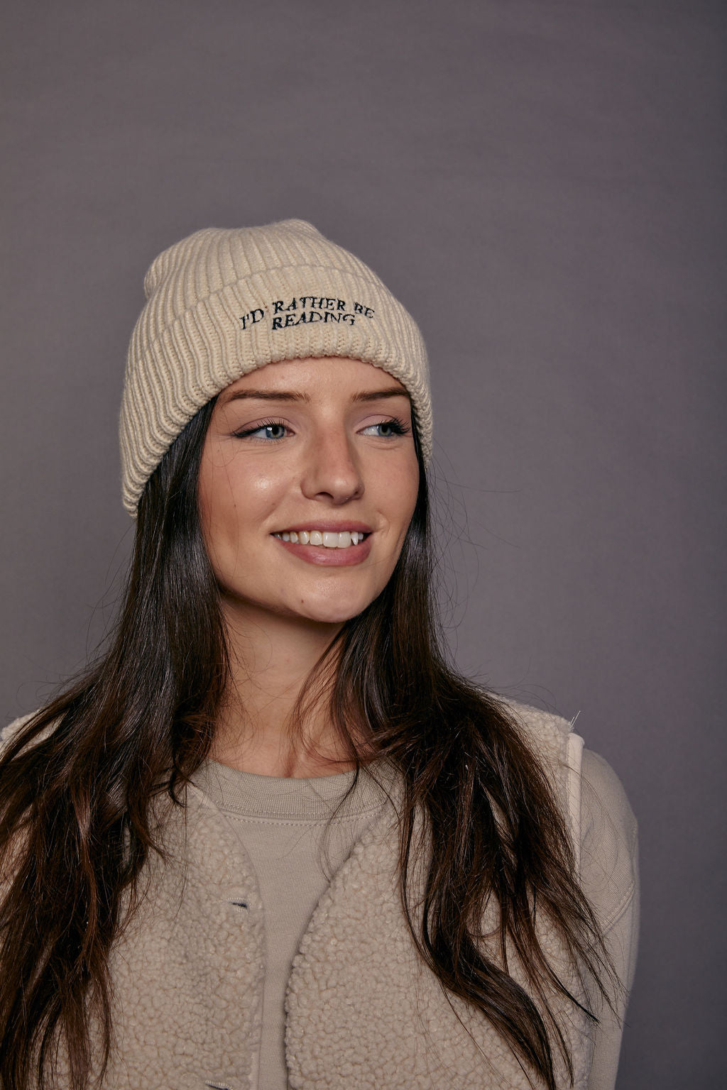 Embroidered I'd Rather Be Reading Beanie Hat