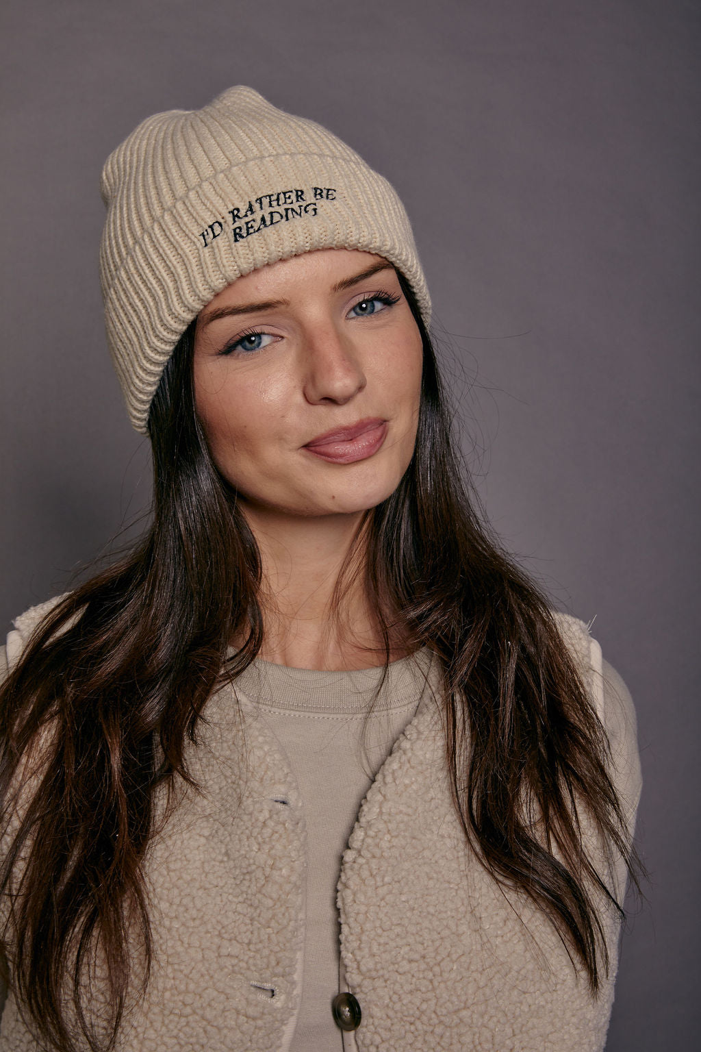 Embroidered I'd Rather Be Reading Beanie Hat