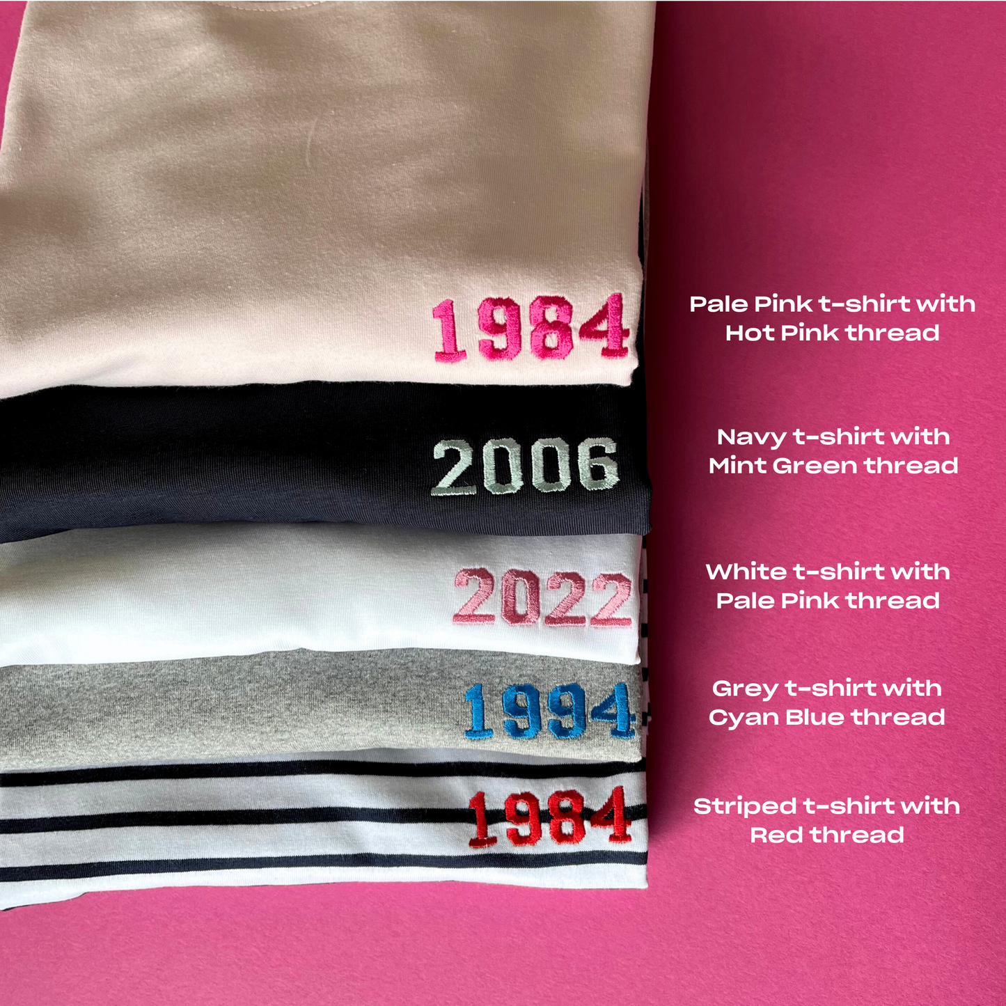 Embroidered Personalised Year T-Shirt