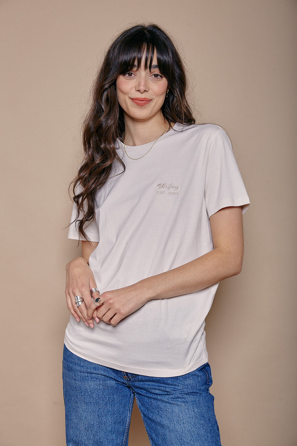 Wifey Est Year Embroidered T Shirt