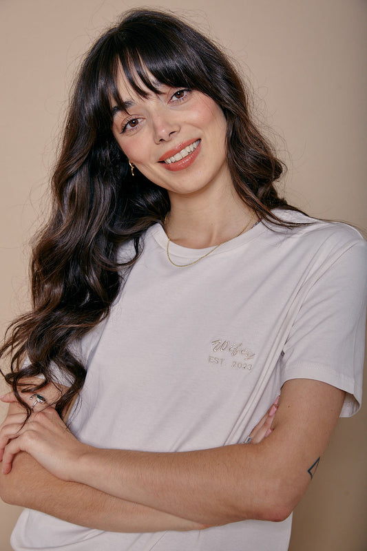 Wifey Est Year Embroidered T Shirt