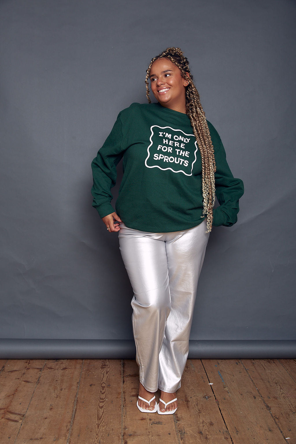 Only Here for the Sprouts Slogan Christmas Sweatshirt