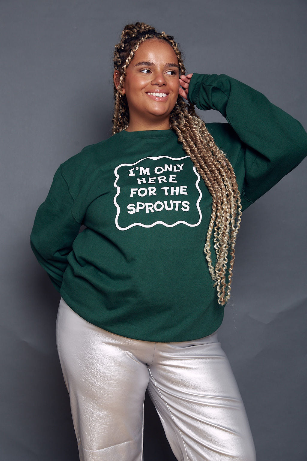 Only Here for the Sprouts Slogan Christmas Sweatshirt
