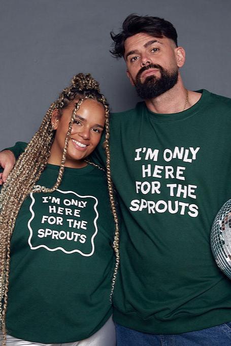 Only Here for the Sprouts Slogan Christmas Sweatshirt