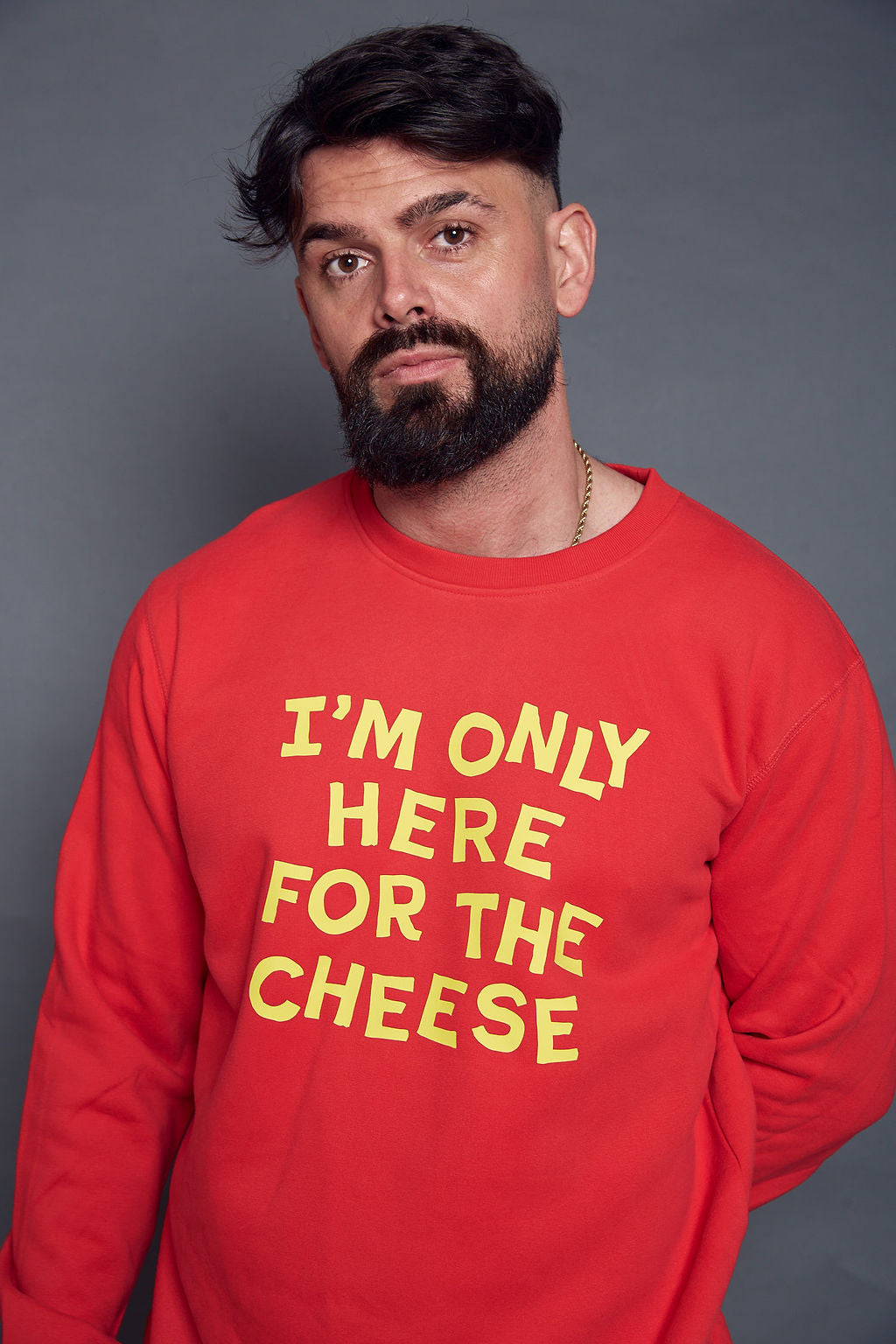 Mens Only Here for the Cheese Christmas Sweatshirt