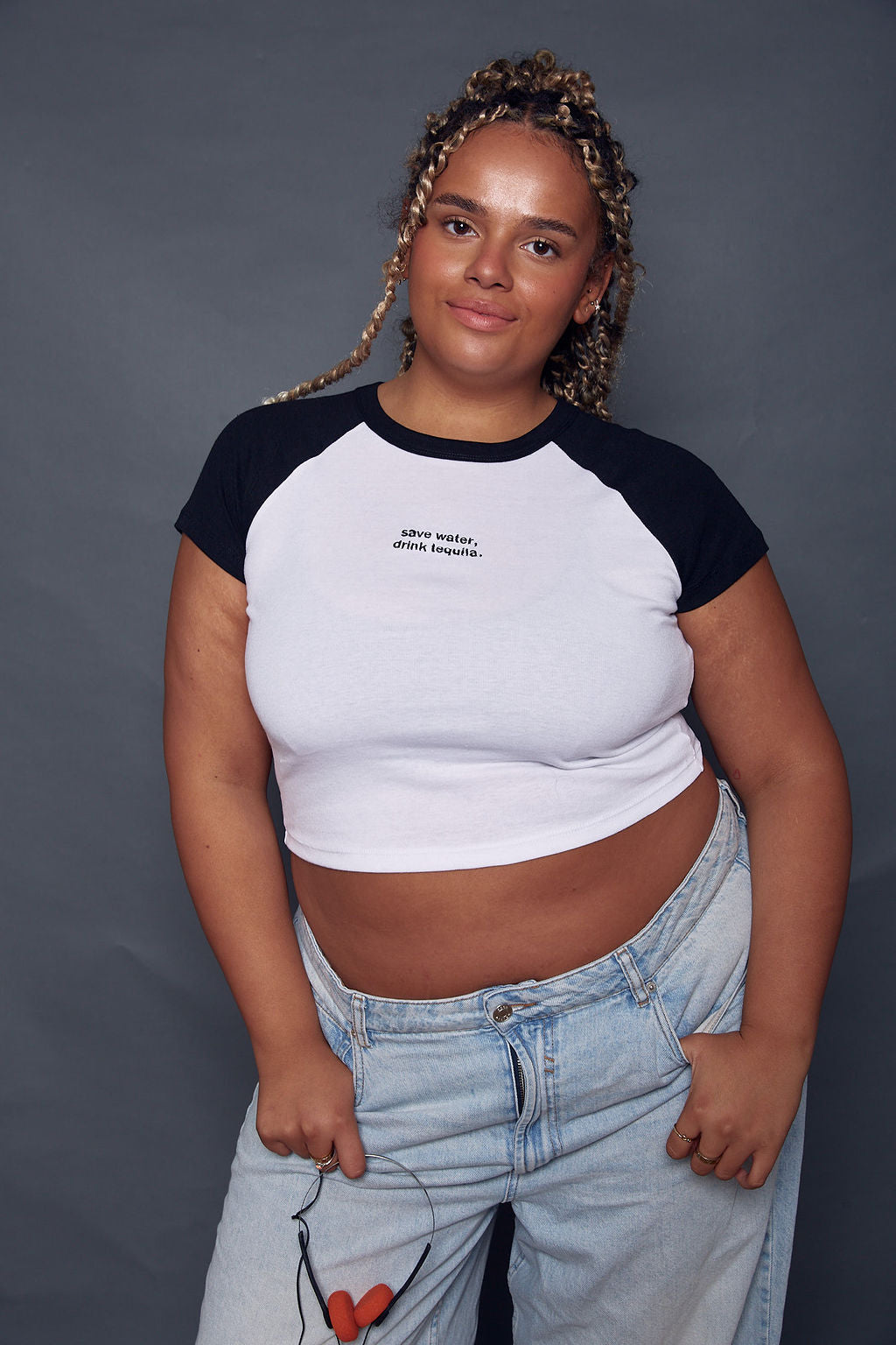 Custom Embroidered Slogan Raglan Baby Tee