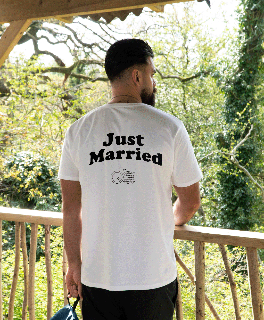 Just Married Back Print T Shirt