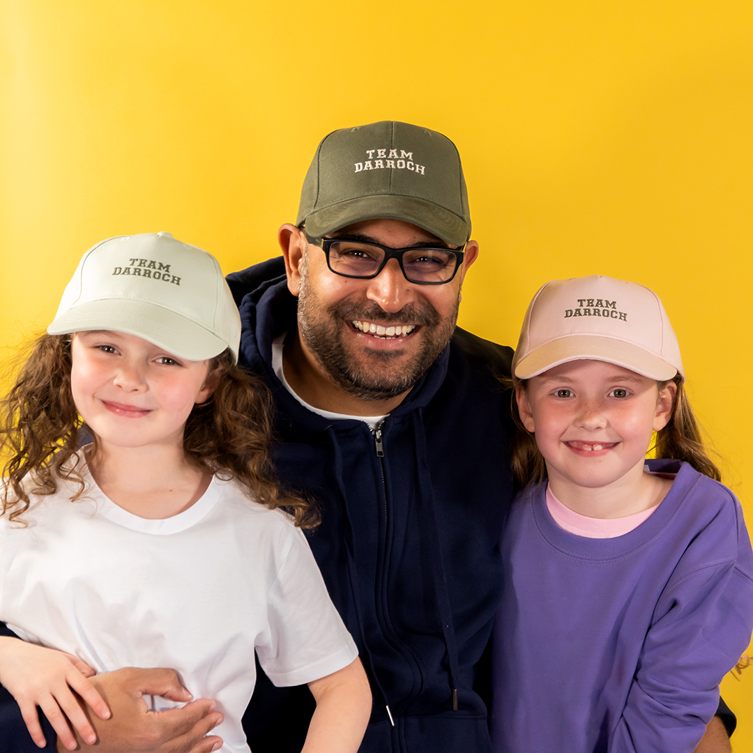 Personalised Team Name Adult & Child Cap Set