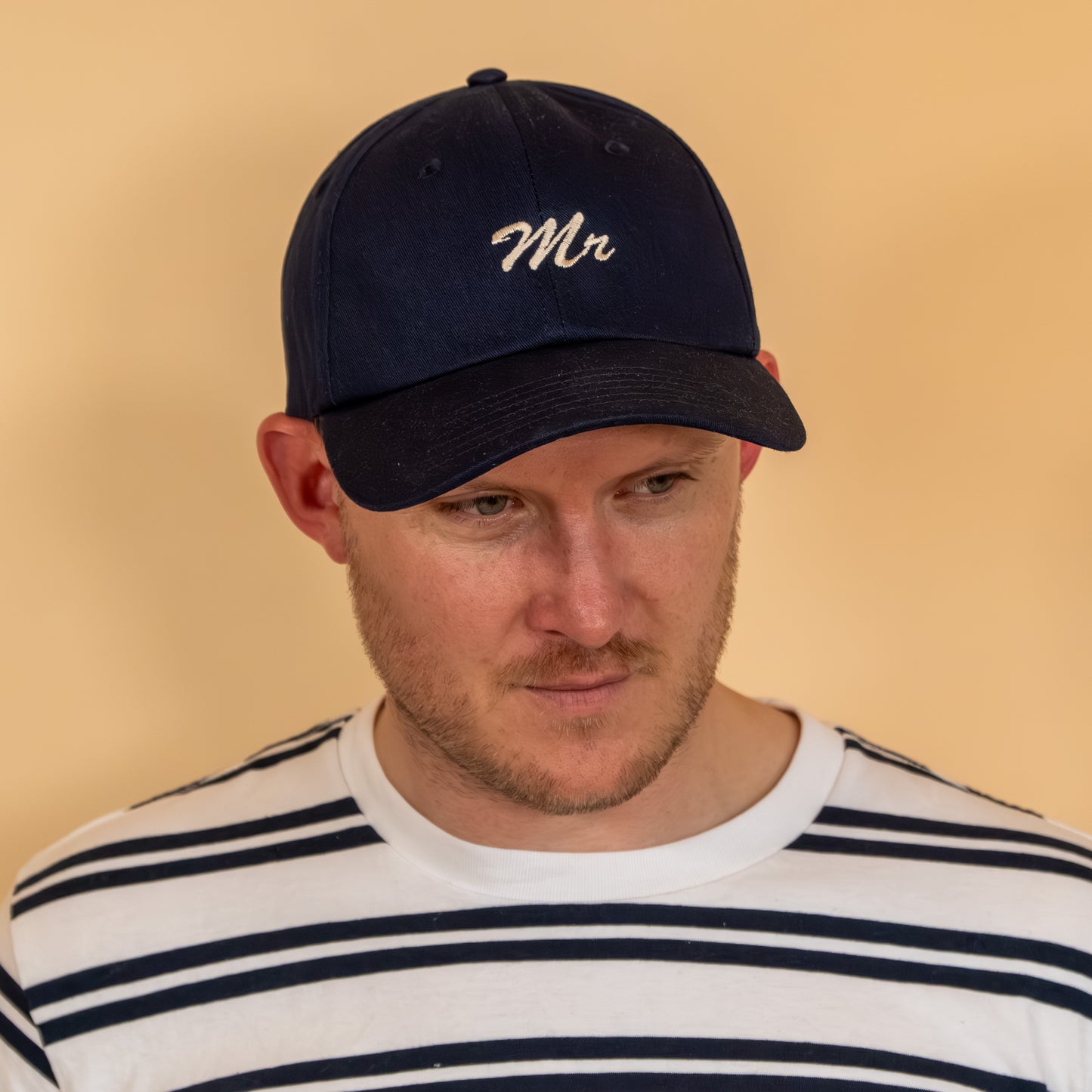 Mr and Mrs Embroidered Matching Cap Set