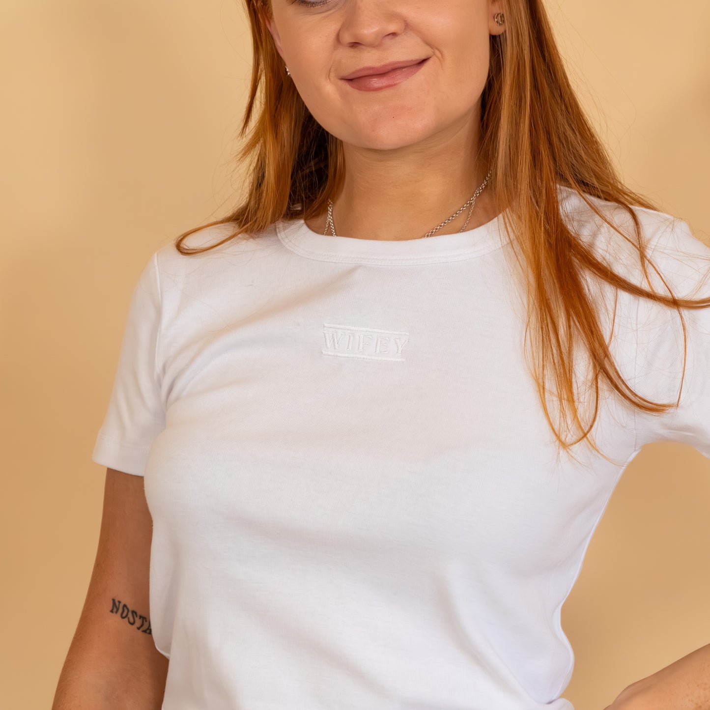 Wifey Embroidered Cropped Wedding Baby Tee