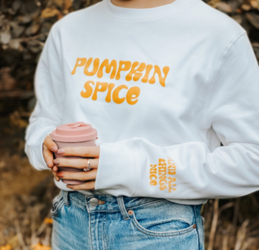 L - Pumpkin Spice White Sweatshirt - SALE