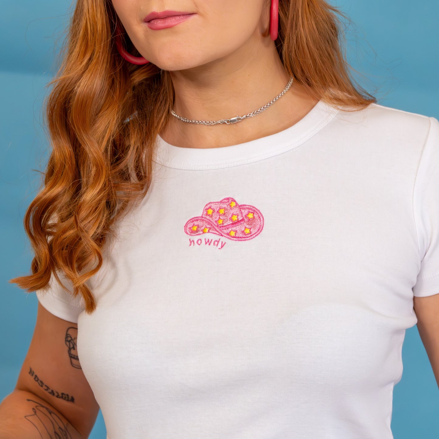 Howdy Cowboy Hat Cropped Baby Tee