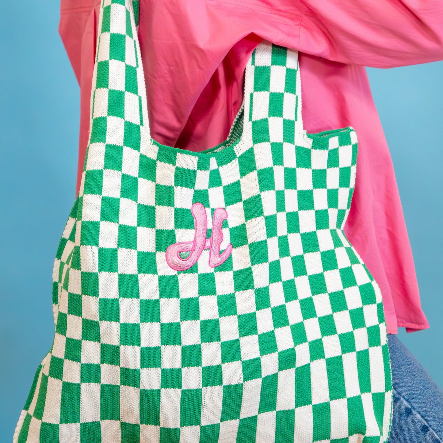Personalised Initial Check Tote Bag