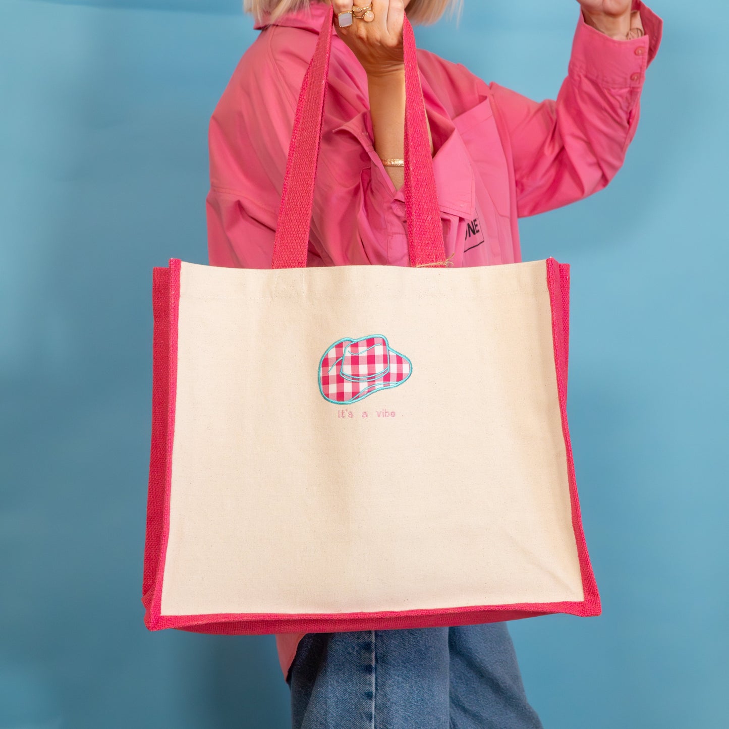 It’s a Vibe Gingham Cowboy Hat Tote Bag