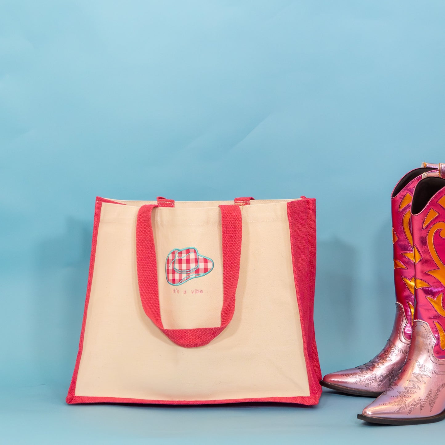It’s a Vibe Gingham Cowboy Hat Tote Bag