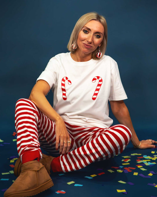 Candy Cane Boobs Christmas Pyjama Set