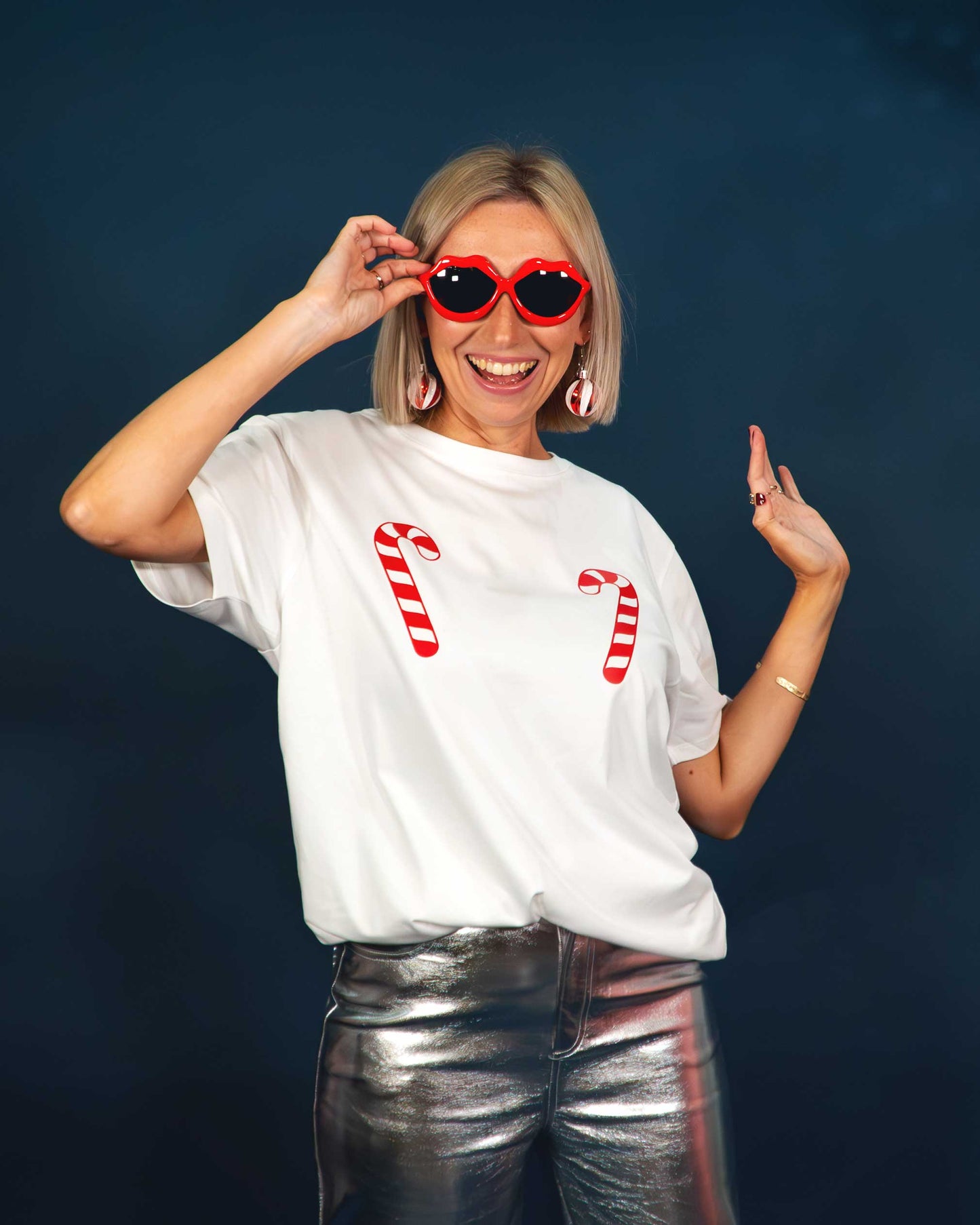 Candy cane Boob Christmas T-Shirt