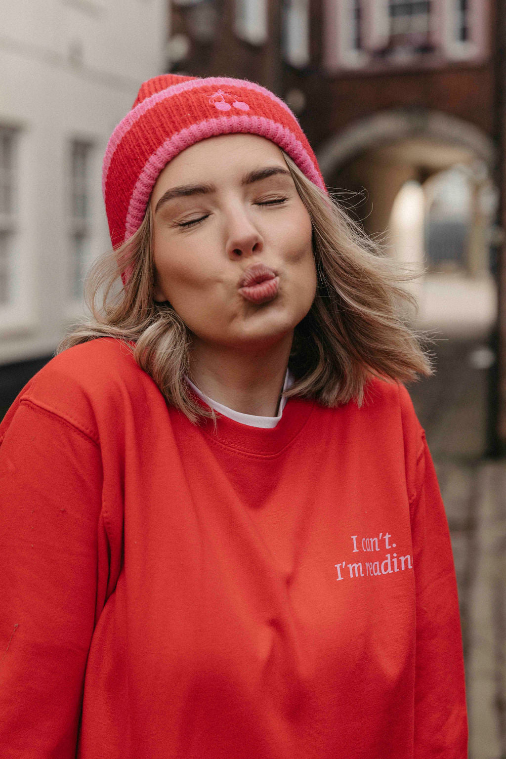 Cherry Striped Beanie Hat