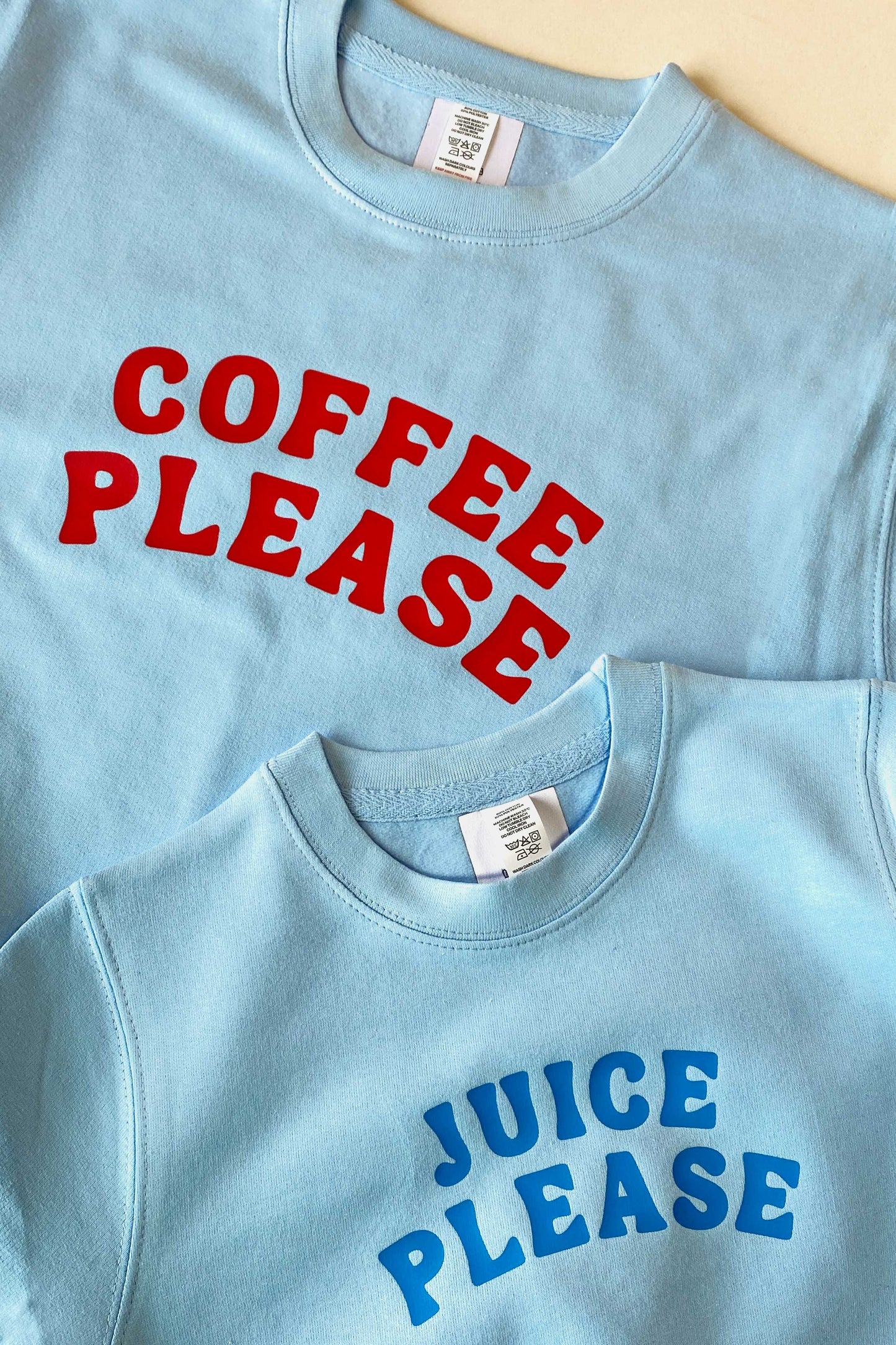 Coffee and Juice Please Adult and Child Sweatshirt Set