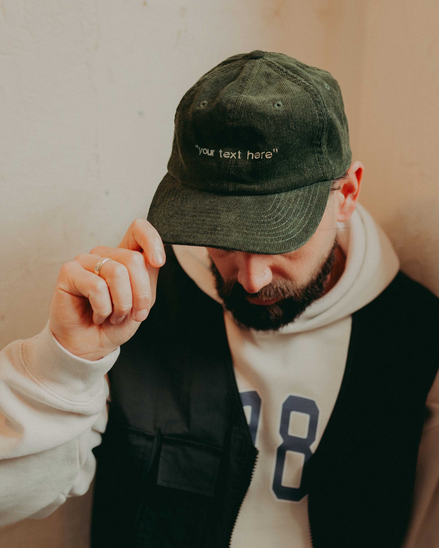 Embroidered Personalised Slogan Cord Cap