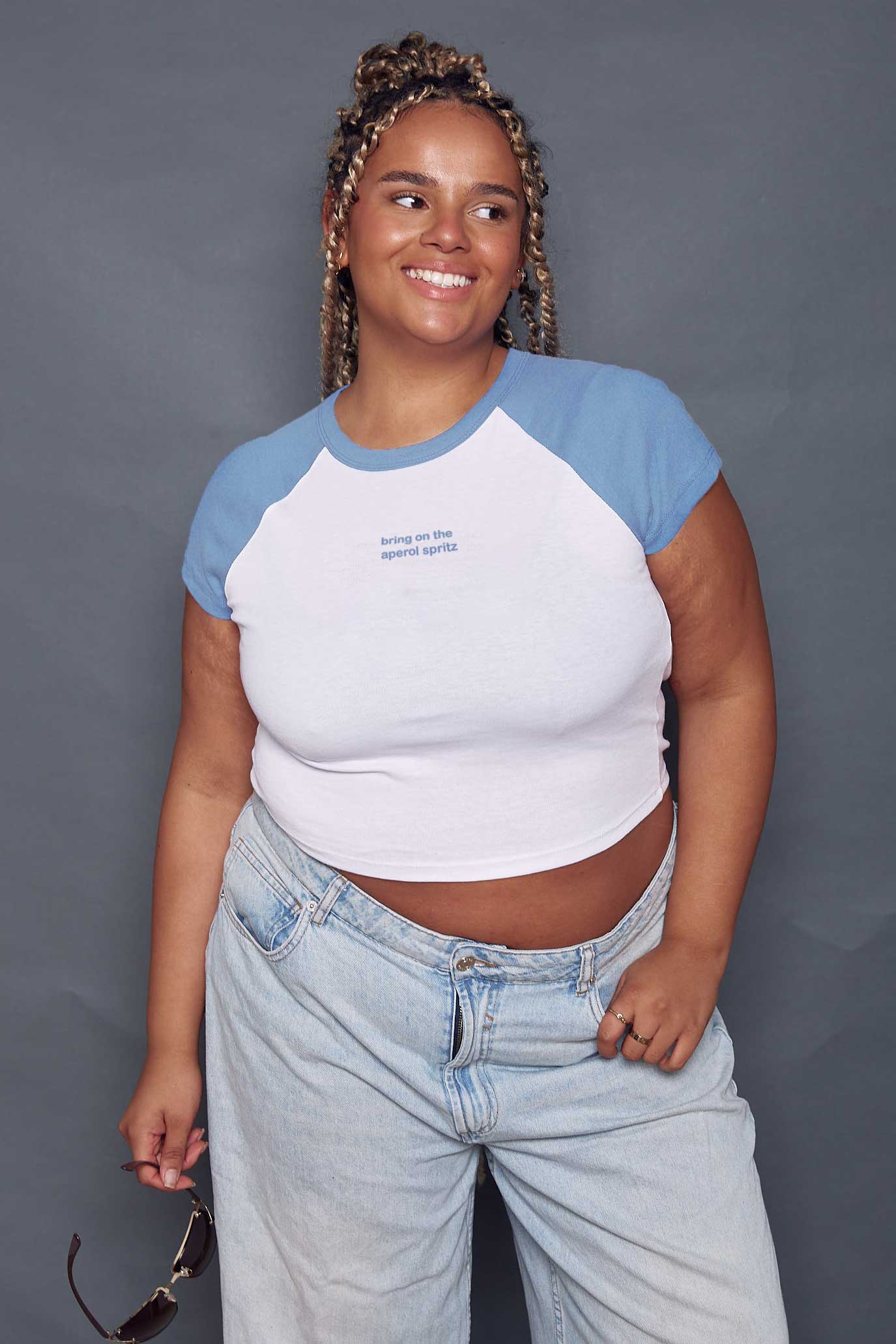 Custom Embroidered Slogan Raglan Baby Tee