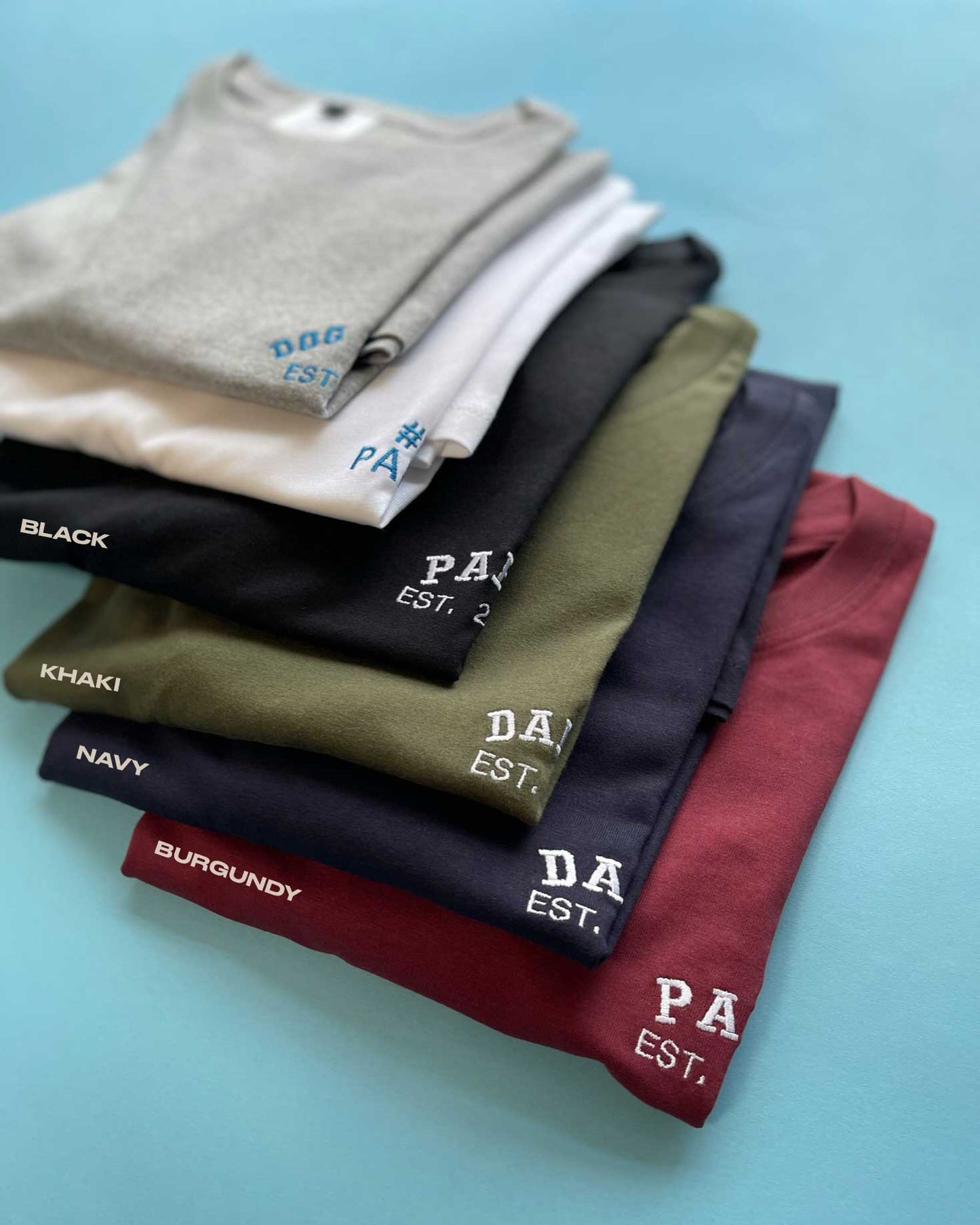 Daddy Dad Est Year Embroidered T-shirt