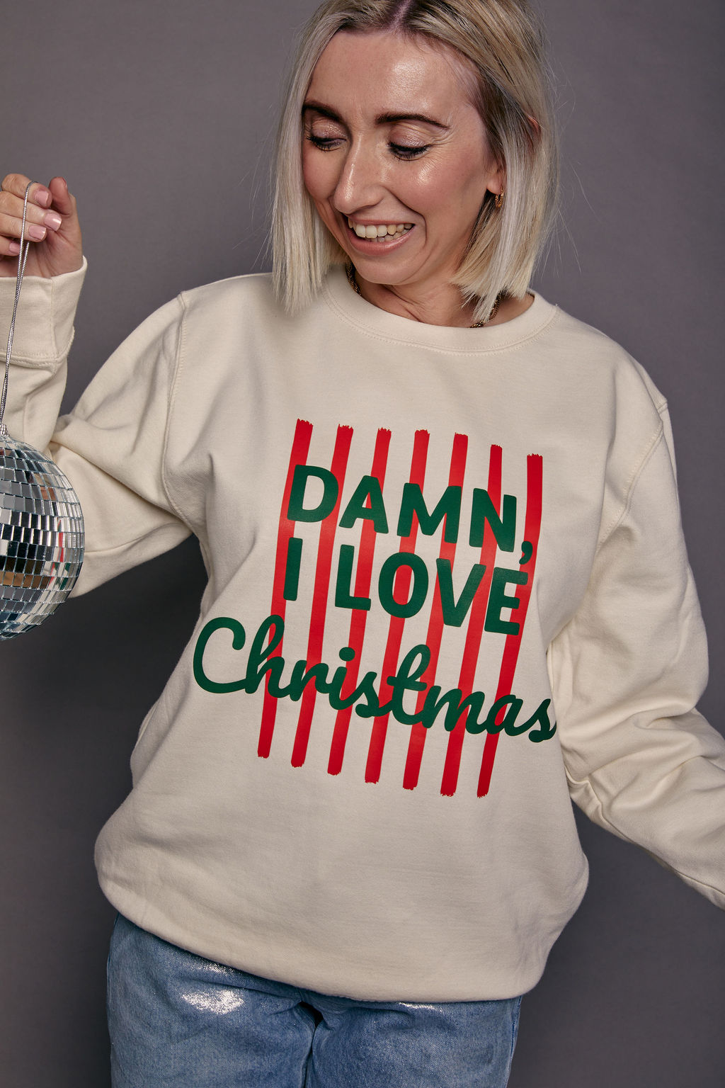 Personalised 'Damn I Love...' Slogan Christmas Jumper
