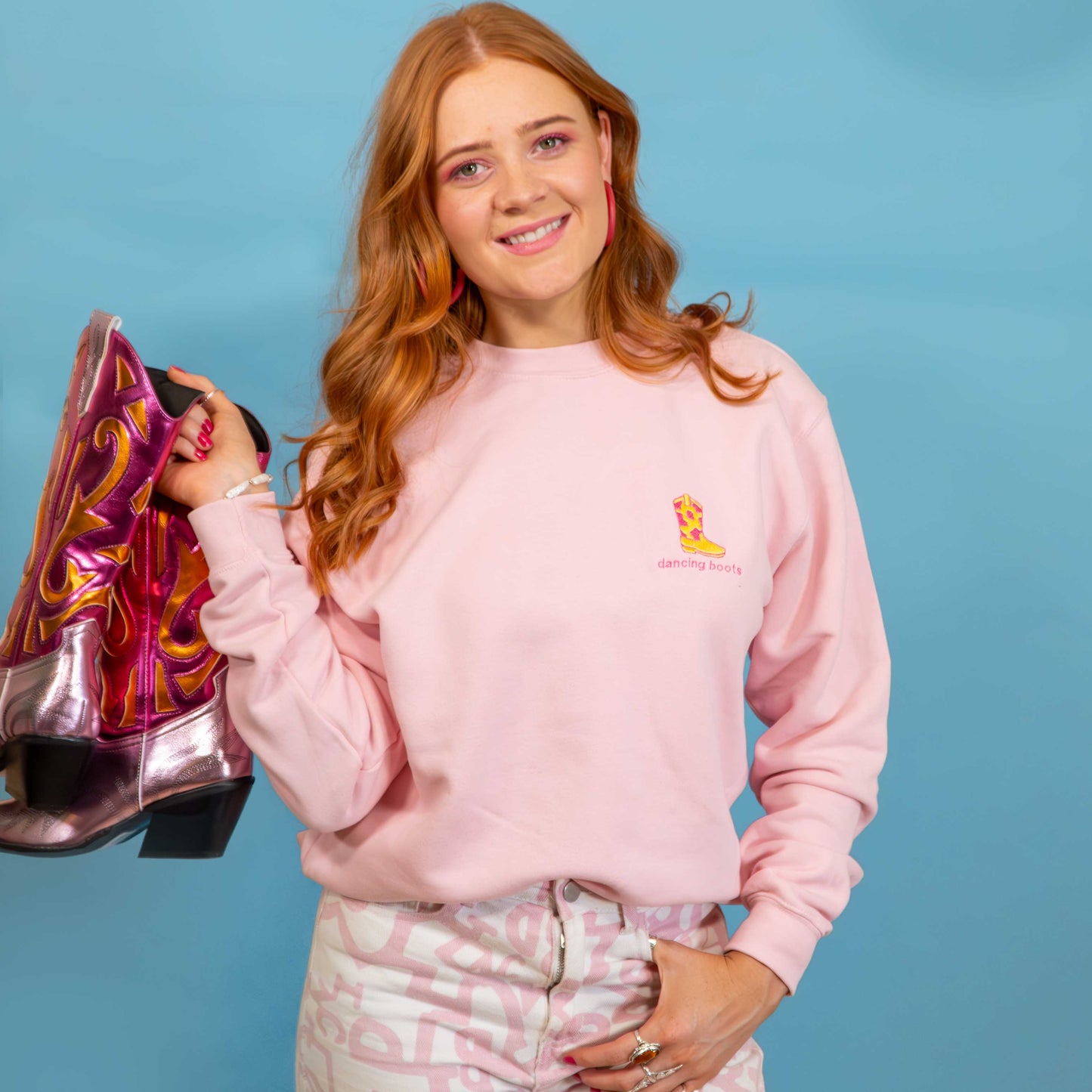 Embroidered Dancing Boots Cowboy Sweatshirt