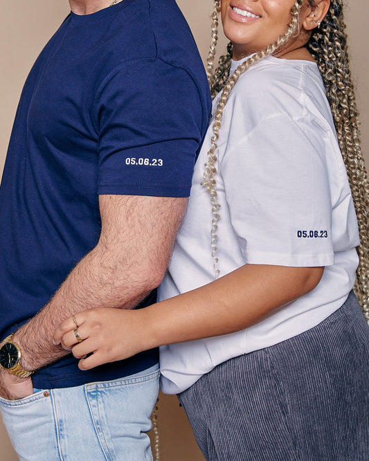 Embroidered Date Sleeve T-shirt Set