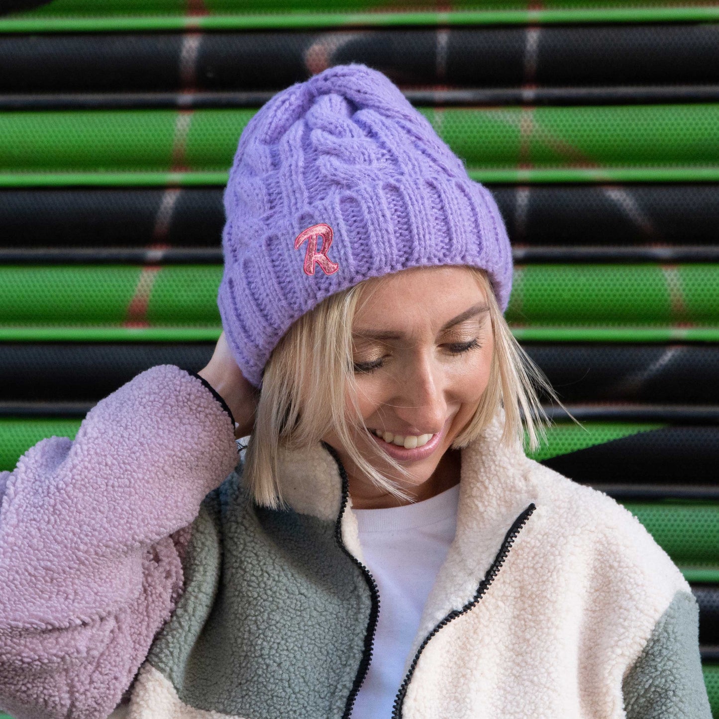 Personalised Cable Knit Dolly Initial Embroidered Beanie Hat